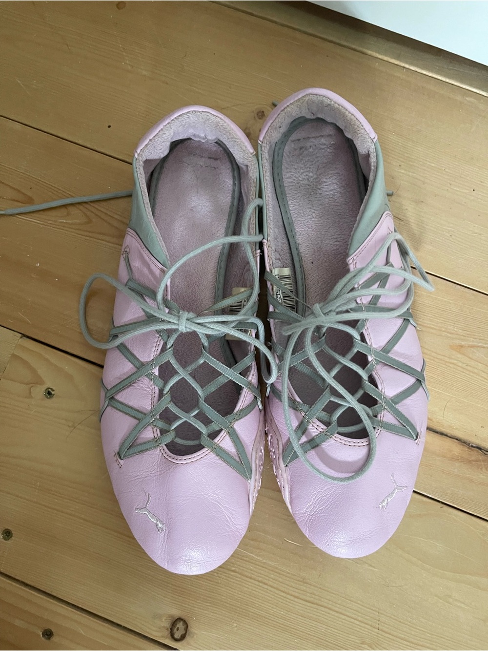 Rare Vintage Puma Pink and Grey Leather Sporty Ballet Flats - Picture 7 of 12